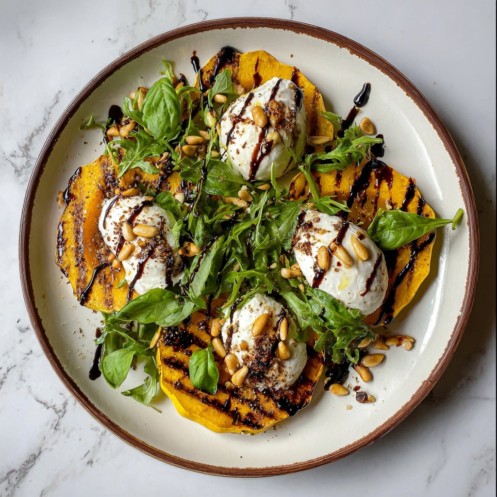 Roasted Pumpkin with Burrata, Balsamic Glaze, and Toasted Pine Nuts Recipe - Recipe Image