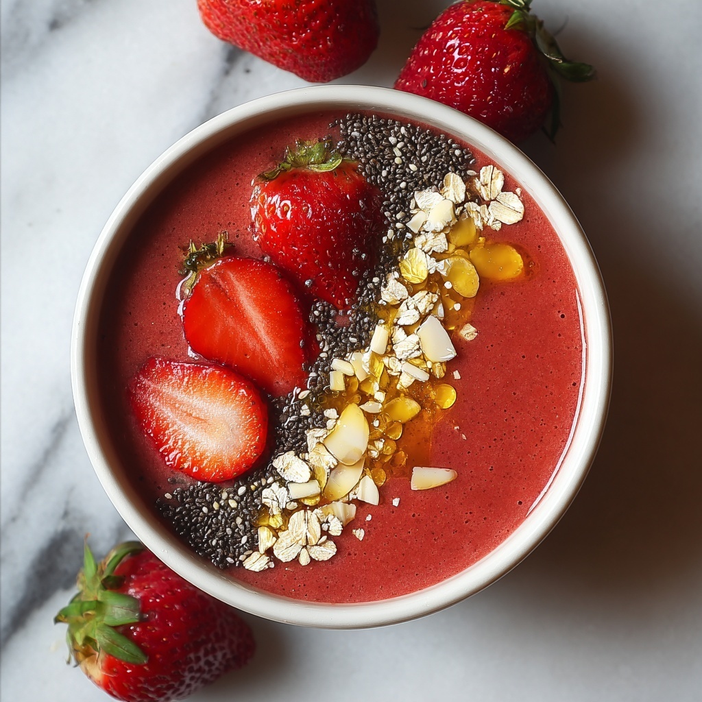 Low Calorie Strawberry Smoothie Bowl Recipe - Recipe Image