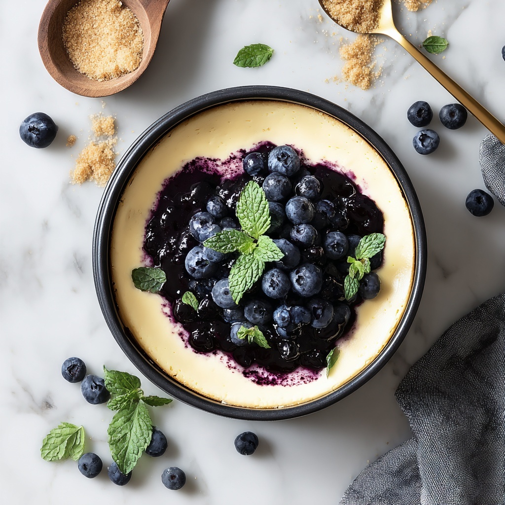 Blueberry Cheesecake with Fresh Berry Sauce Recipe - Recipe Image