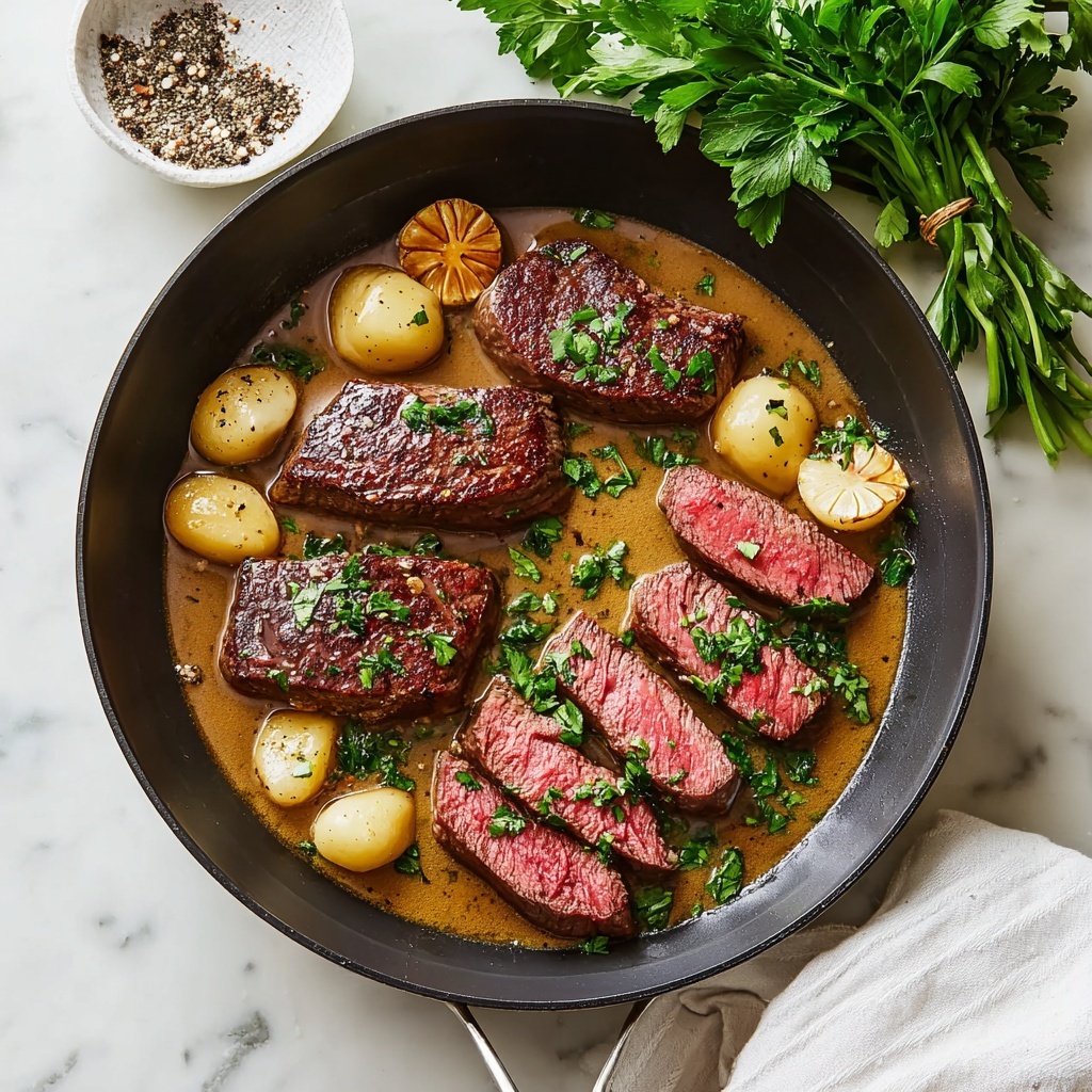 Pan-Seared Ribeye Steak with Herb Butter Lemon Sauce Recipe - Recipe Image