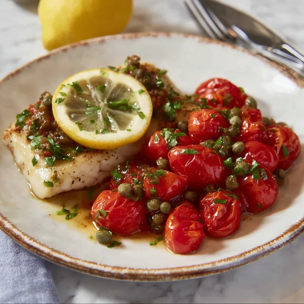 Pan-Fried Grouper with Blistered Cherry Tomatoes and Feta Recipe - Recipe Image