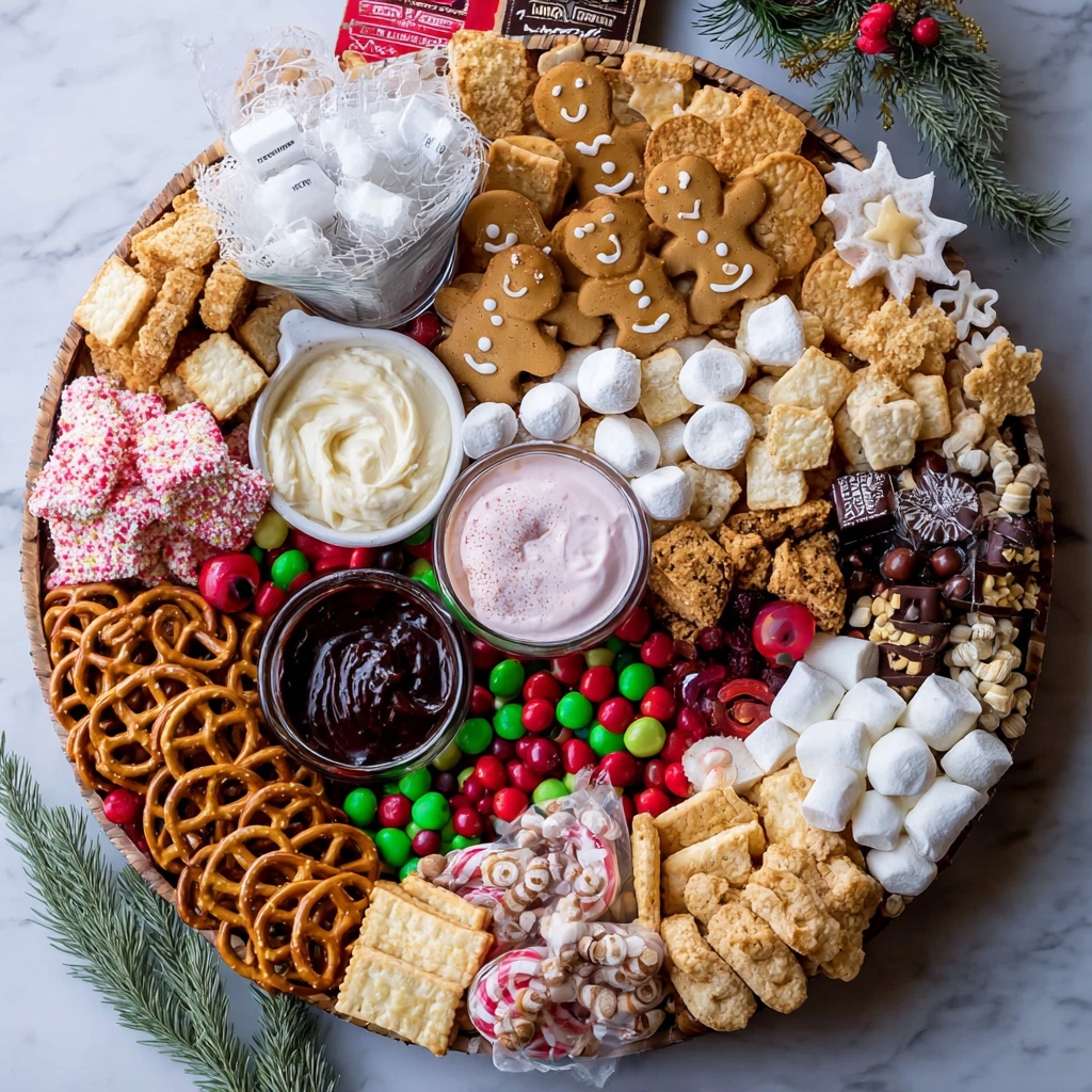 Festive Dessert Charcuterie Board with Chocolate, Peppermint, and Holiday Treats Recipe - Recipe Image