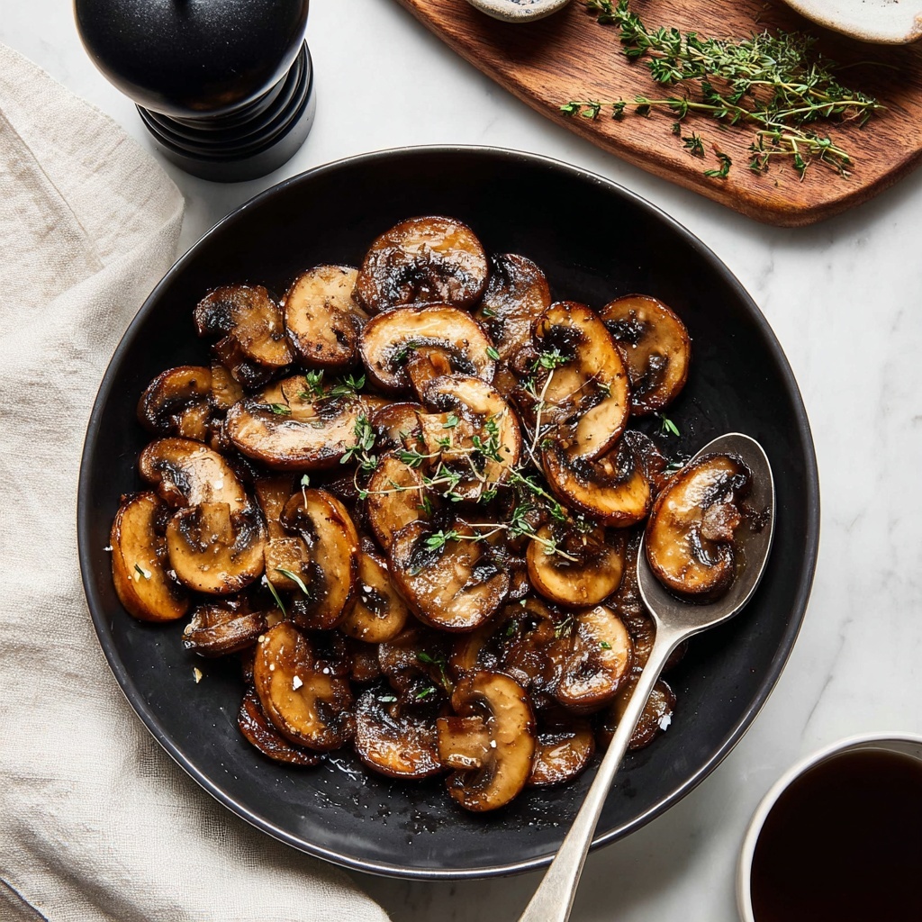 Sautéed Mushrooms with Garlic, Thyme, and Balsamic Vinegar Recipe - Recipe Image