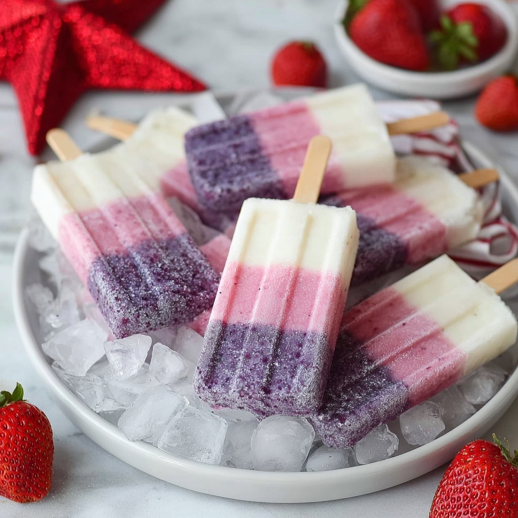 Red White and Blueberry Yogurt Popsicles Recipe - Recipe Image