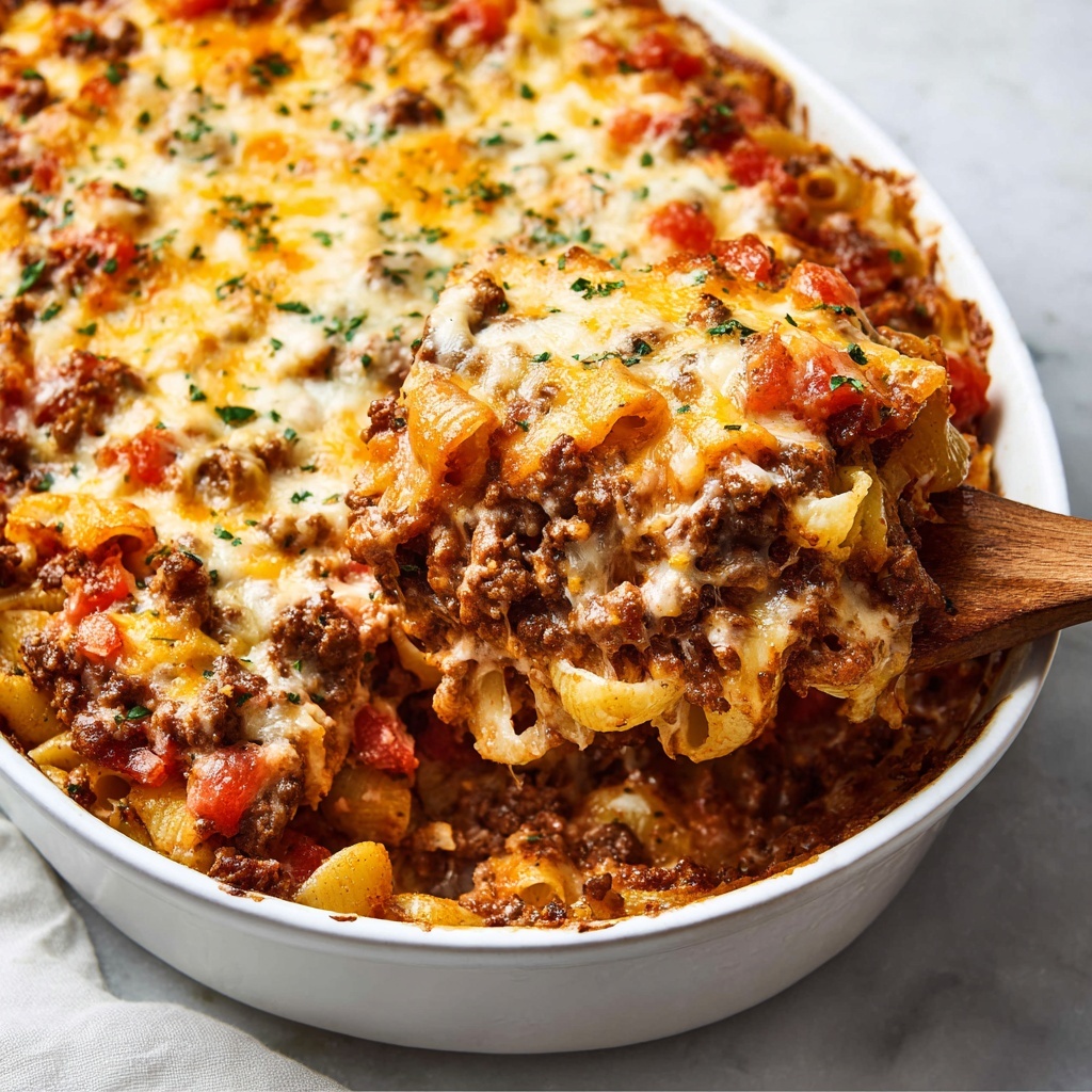 Hamburger Casserole with Cream Cheese, Cheddar, and Mozzarella Recipe - Recipe Image