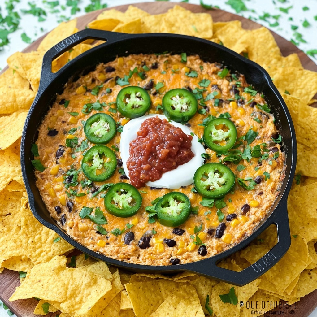 Creamy Chicken Enchilada Dip with Black Beans and Corn Recipe - Recipe Image