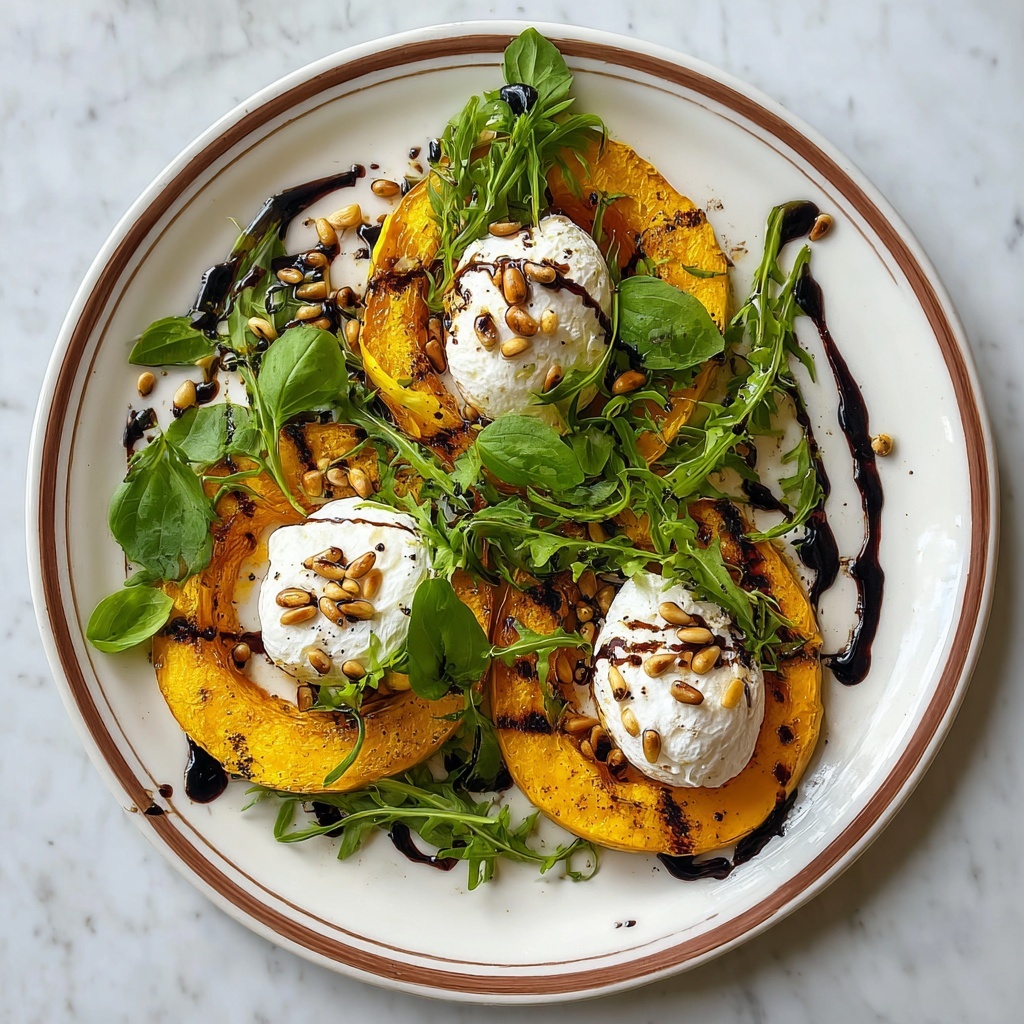 Roasted Pumpkin with Burrata, Balsamic Glaze, and Toasted Pine Nuts Recipe - Recipe Image