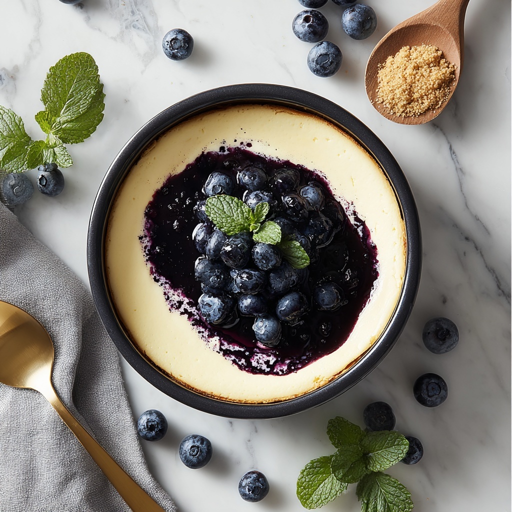 Blueberry Cheesecake with Fresh Berry Sauce Recipe - Recipe Image