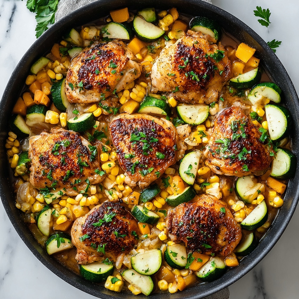 Savory Garlic Butter Chicken with Zucchini and Sweet Corn Recipe - Recipe Image