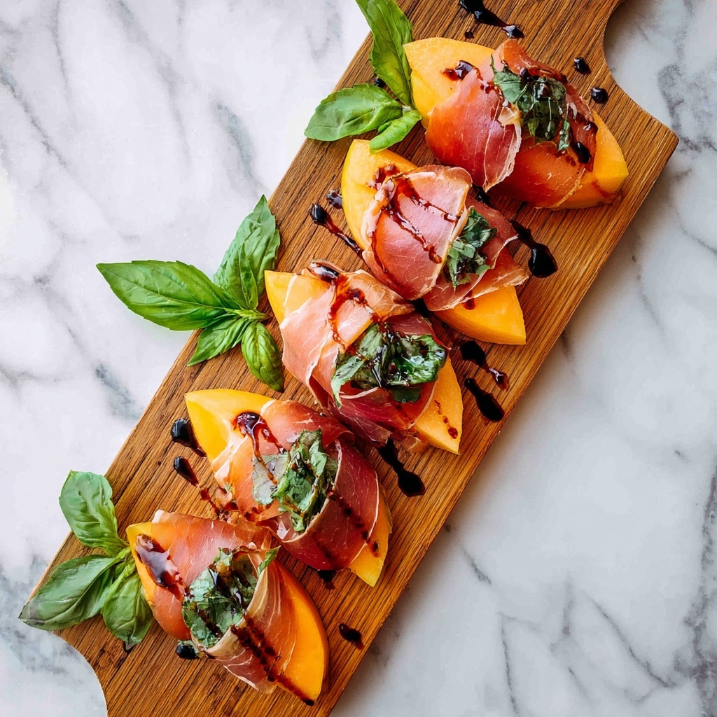 Prosciutto and Melon Appetizer with Basil and Balsamic Glaze Recipe - Recipe Image