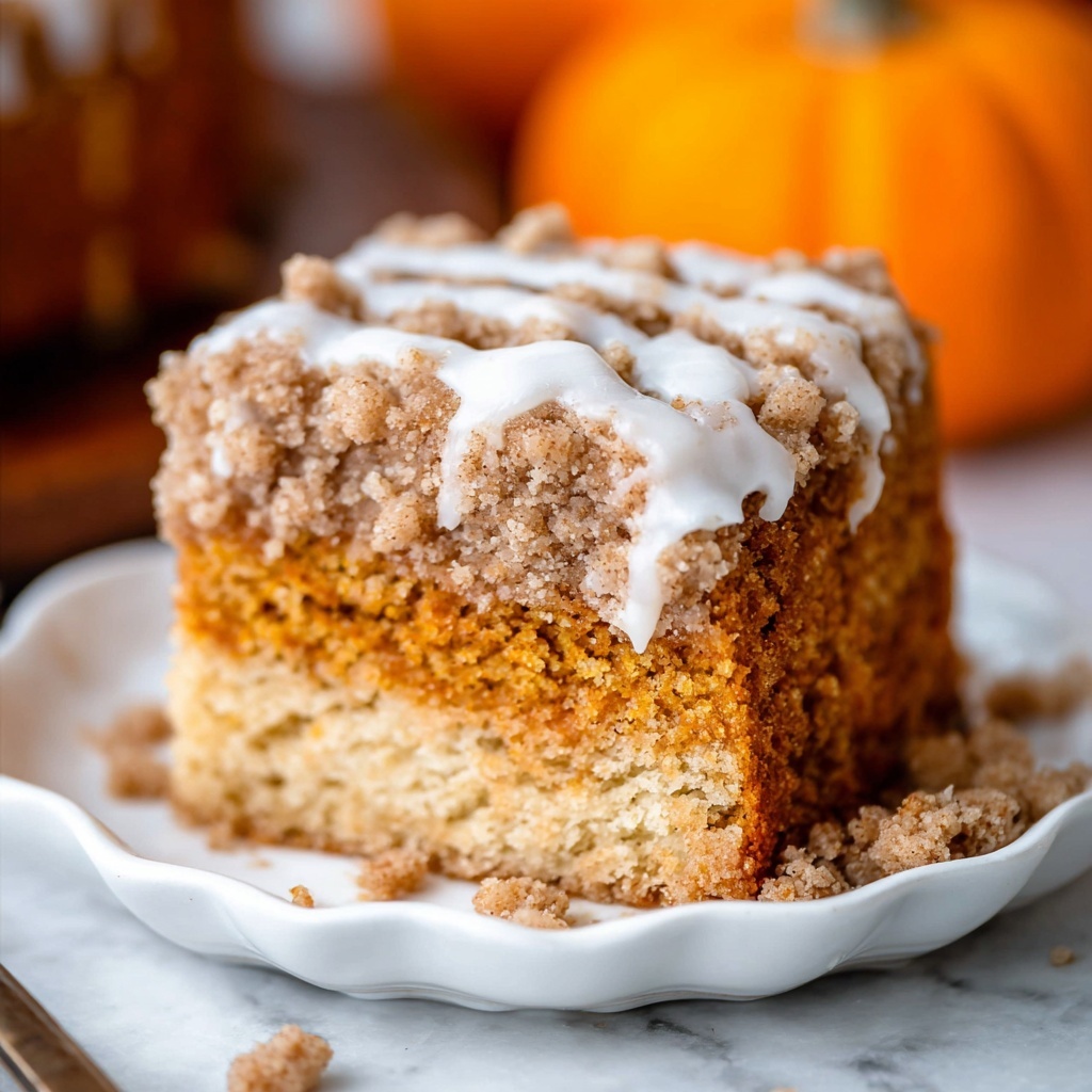 Pumpkin Coffee Cake with Streusel and Vanilla Glaze Recipe - Recipe Image