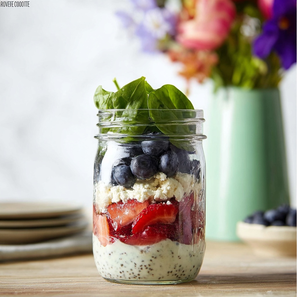 Mason Jar Strawberry Blueberry Feta Salad Recipe - Recipe Image