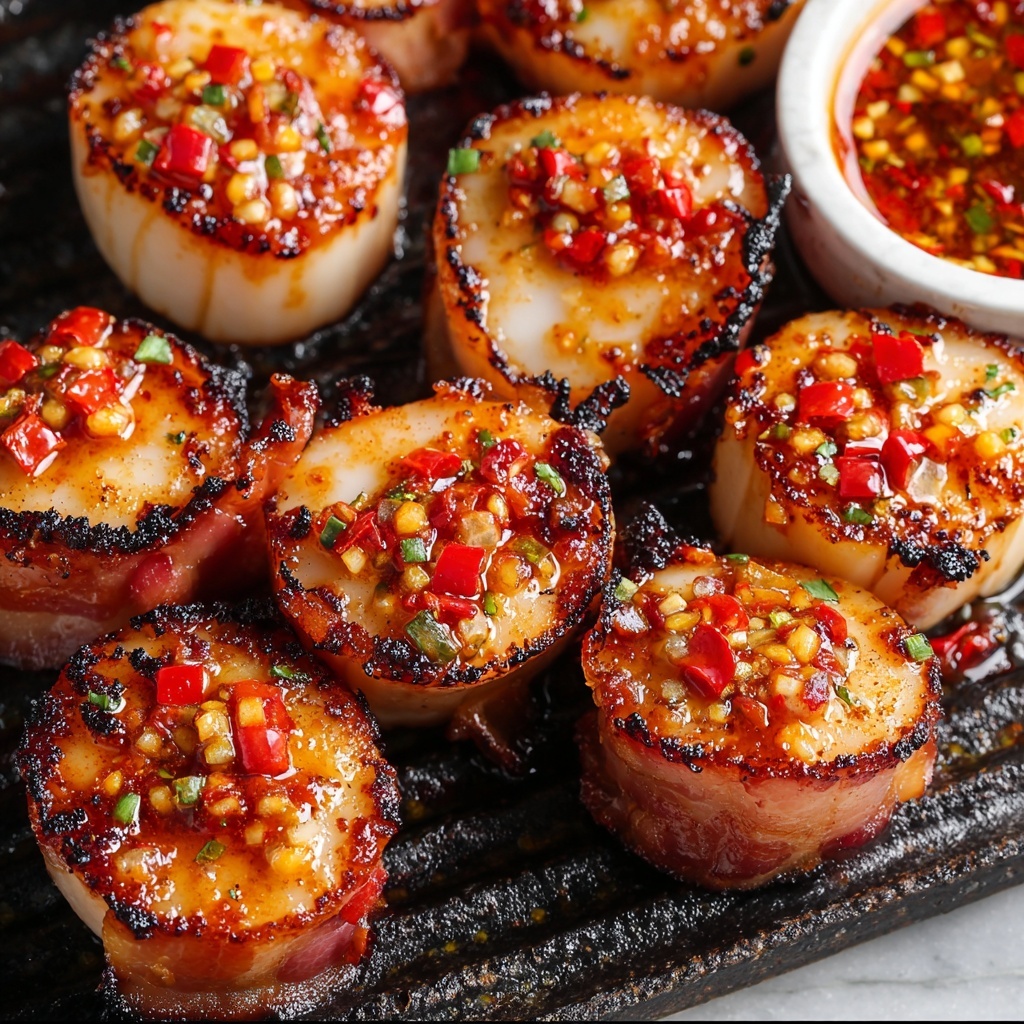 Bacon-Wrapped Scallops with Hot Pepper Jelly Recipe - Recipe Image
