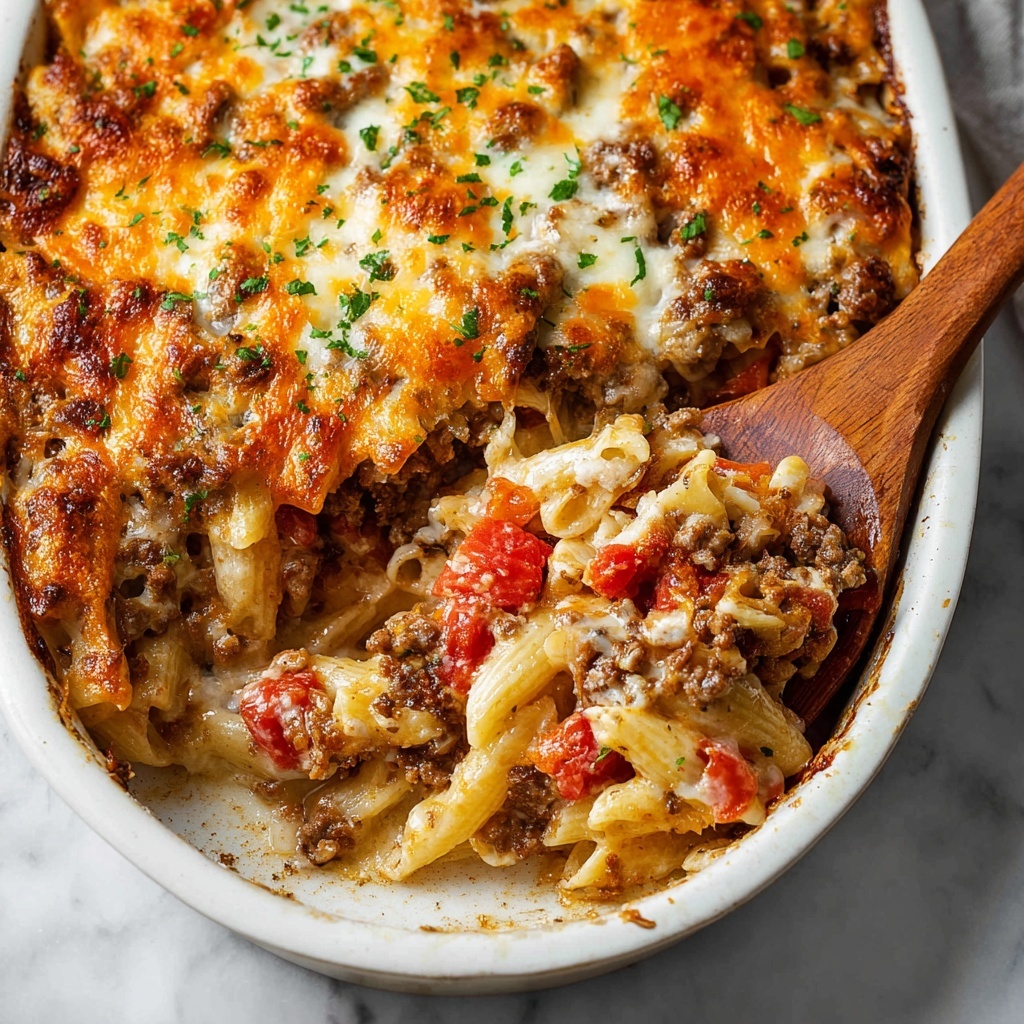 Hamburger Casserole with Cream Cheese, Cheddar, and Mozzarella Recipe - Recipe Image