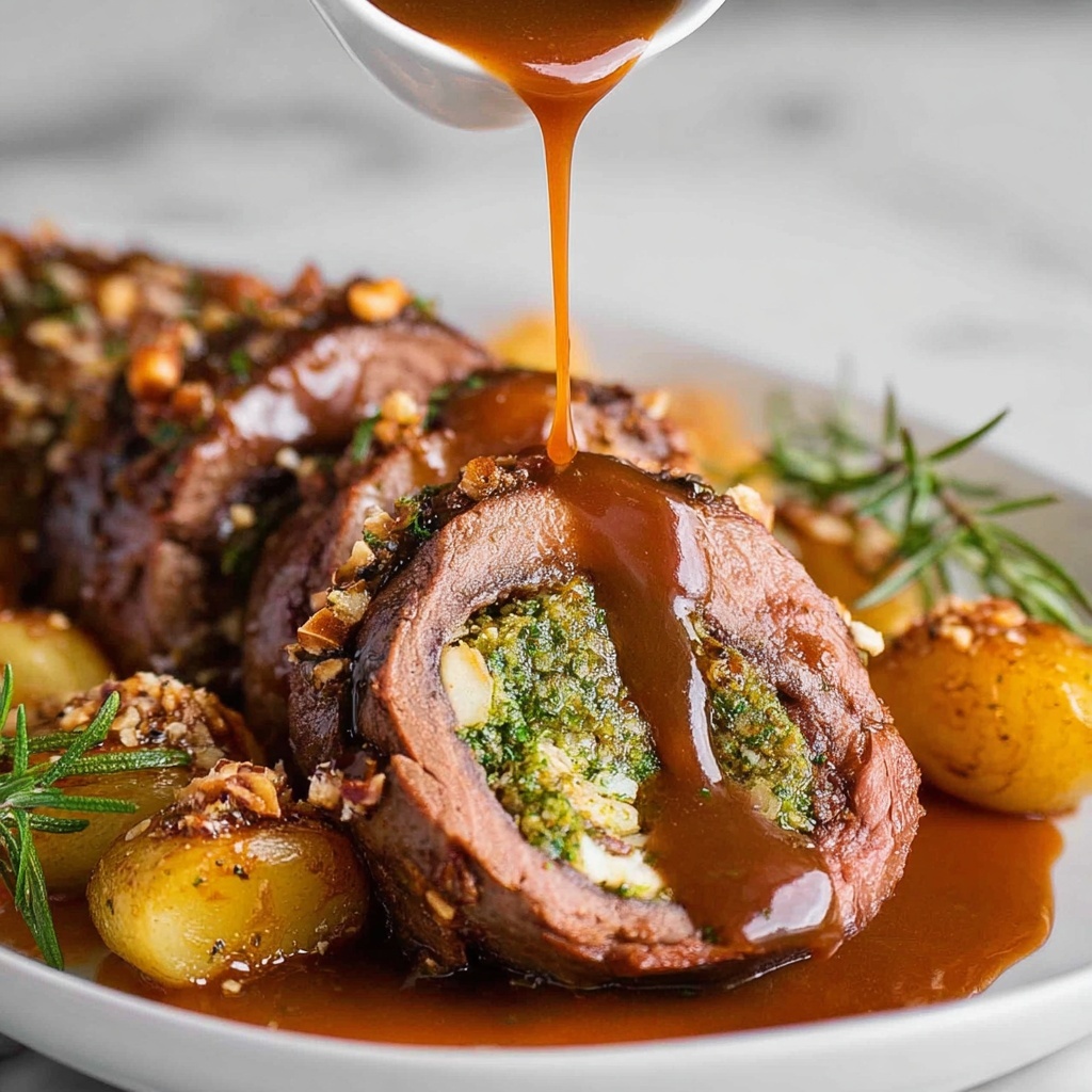 Slow-Roast Easter Stuffed Lamb with Mushrooms, Nuts, and Fresh Herbs Recipe - Recipe Image