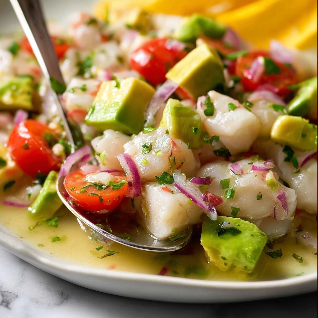 Fresh Fish Ceviche with Avocado and Cherry Tomatoes Recipe - Recipe Image