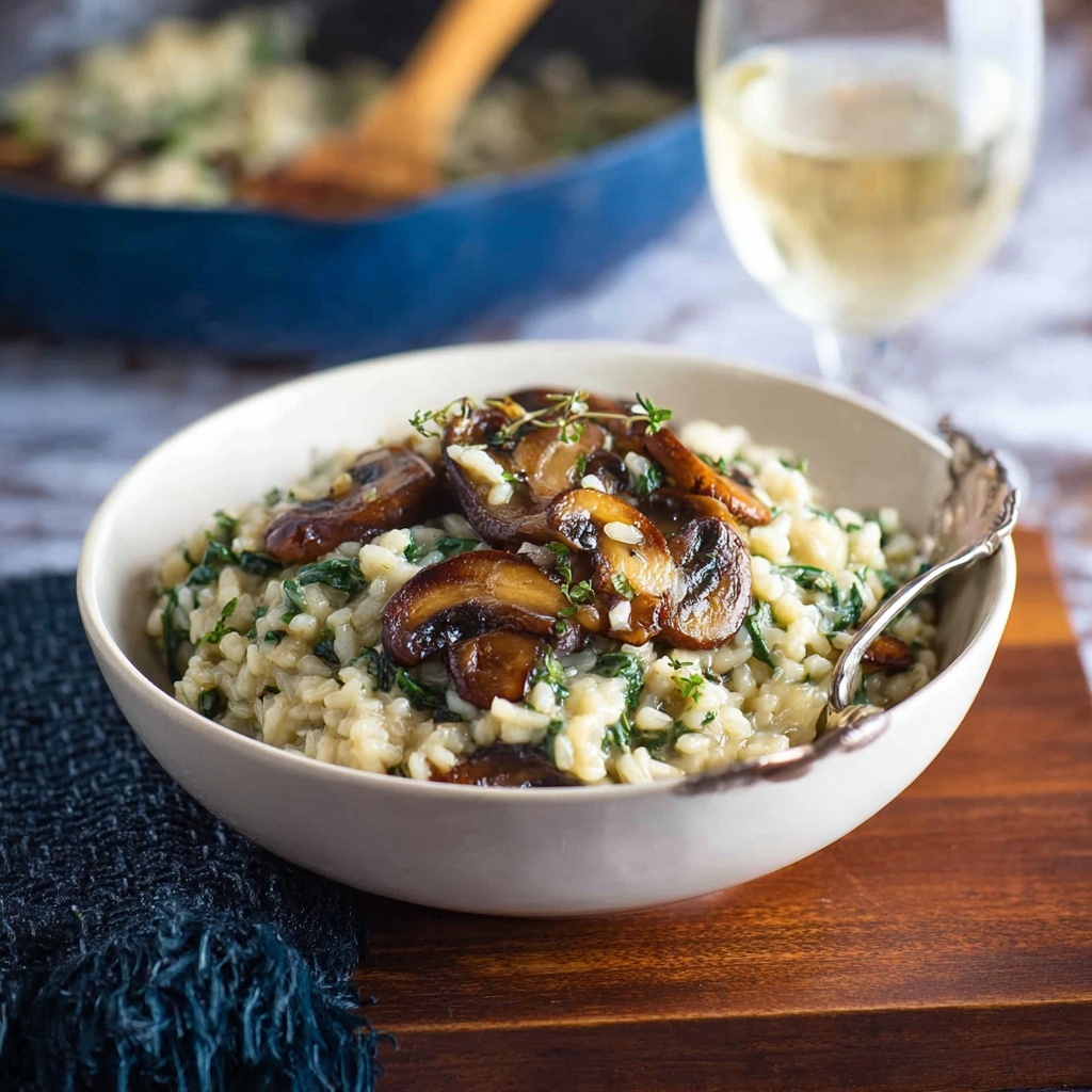 Creamy Mushroom and Spinach Orzo (Risoni) Recipe - Recipe Image