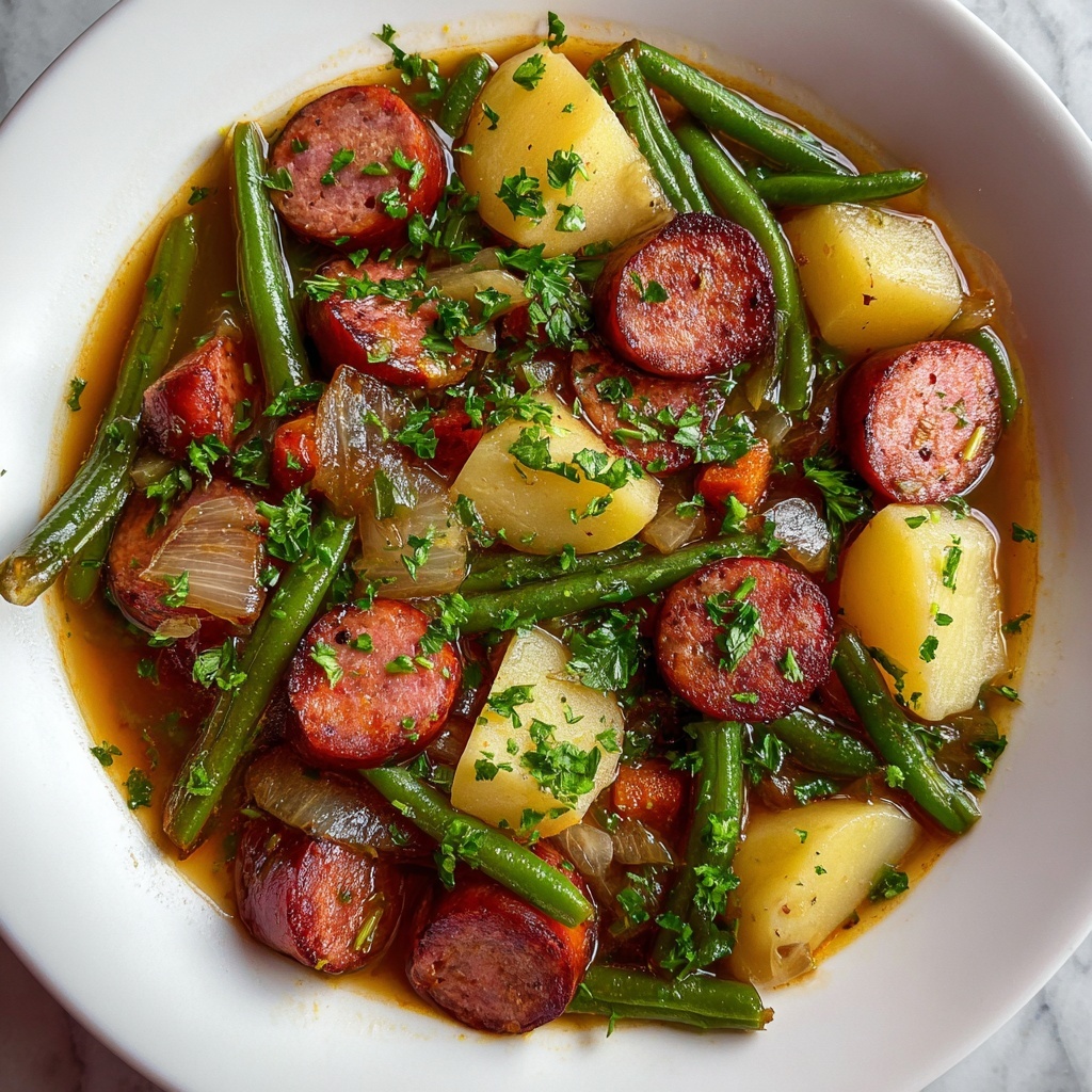 Crockpot Kielbasa and Green Beans Recipe - Recipe Image