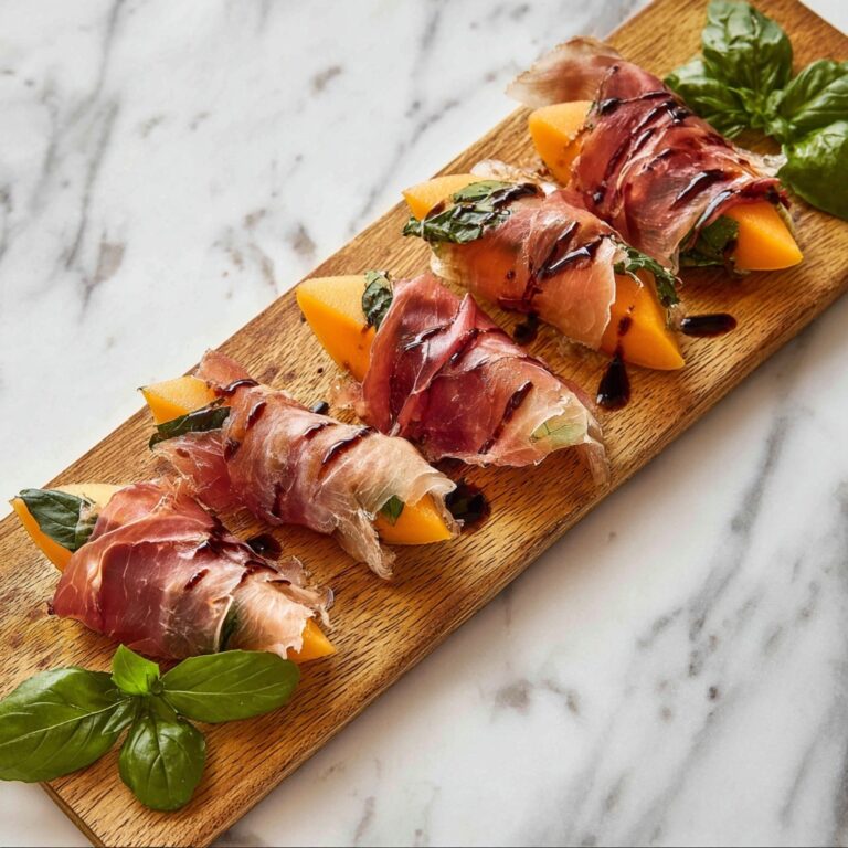 Prosciutto and Melon Appetizer with Basil and Balsamic Glaze Recipe