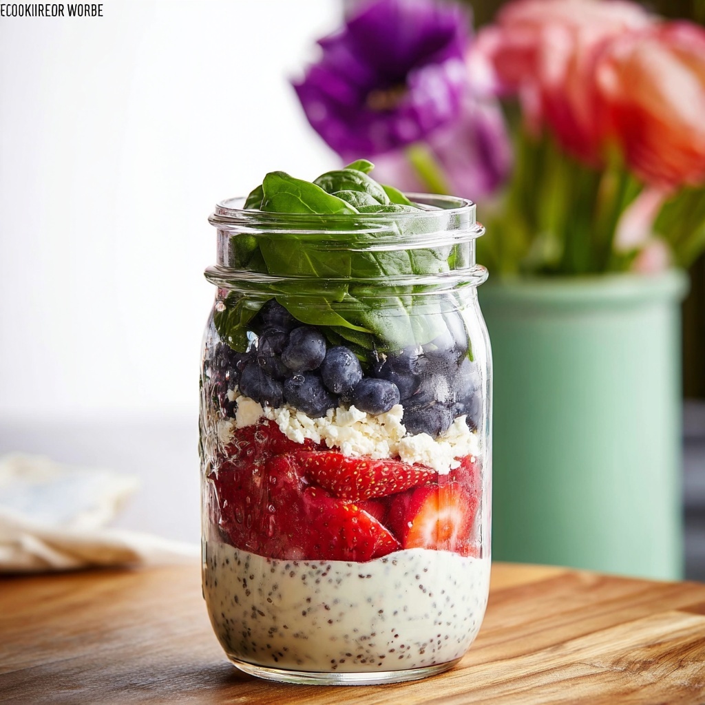 Mason Jar Strawberry Blueberry Feta Salad Recipe - Recipe Image