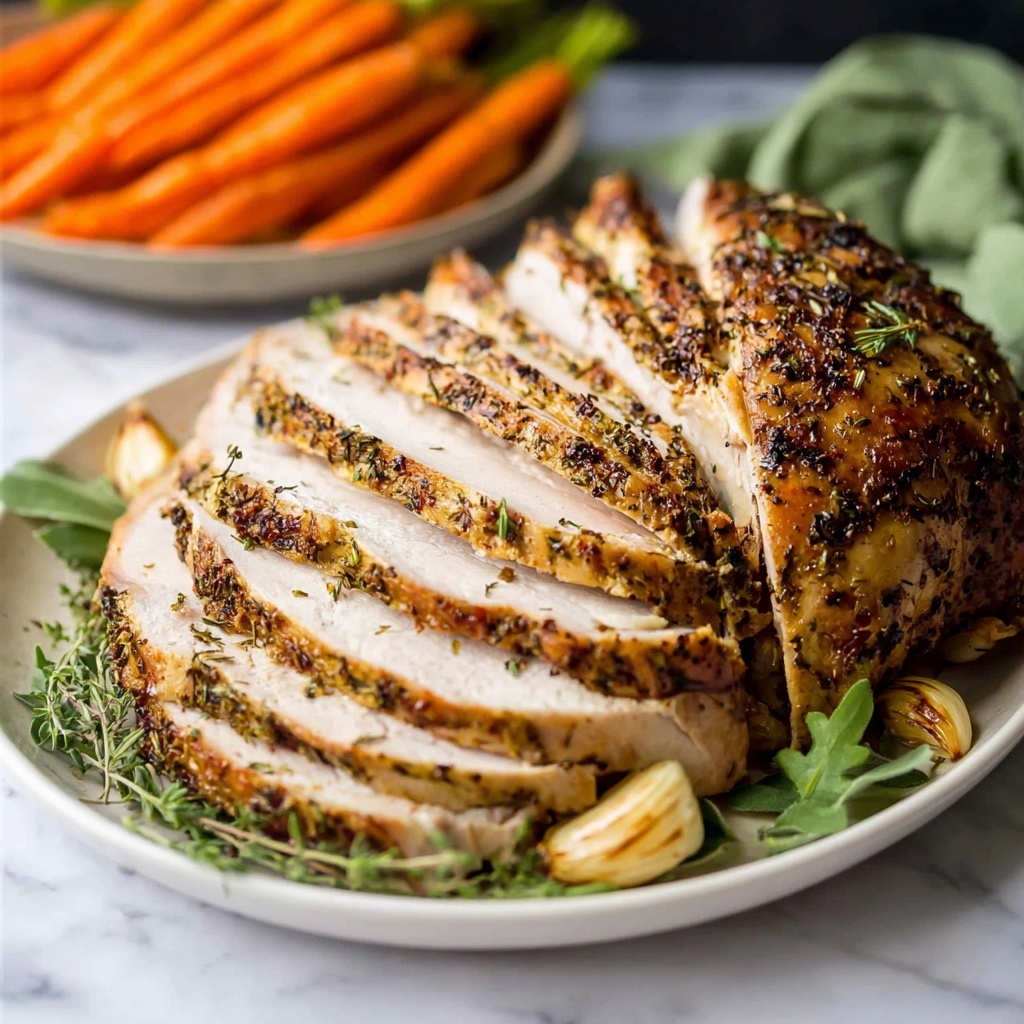 Roasted Herb-Buttered Turkey Breast with Garlic and White Wine Recipe - Recipe Image