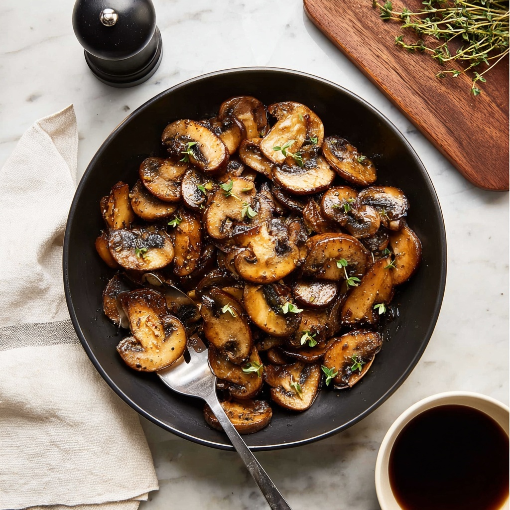 Sautéed Mushrooms with Garlic, Thyme, and Balsamic Vinegar Recipe - Recipe Image