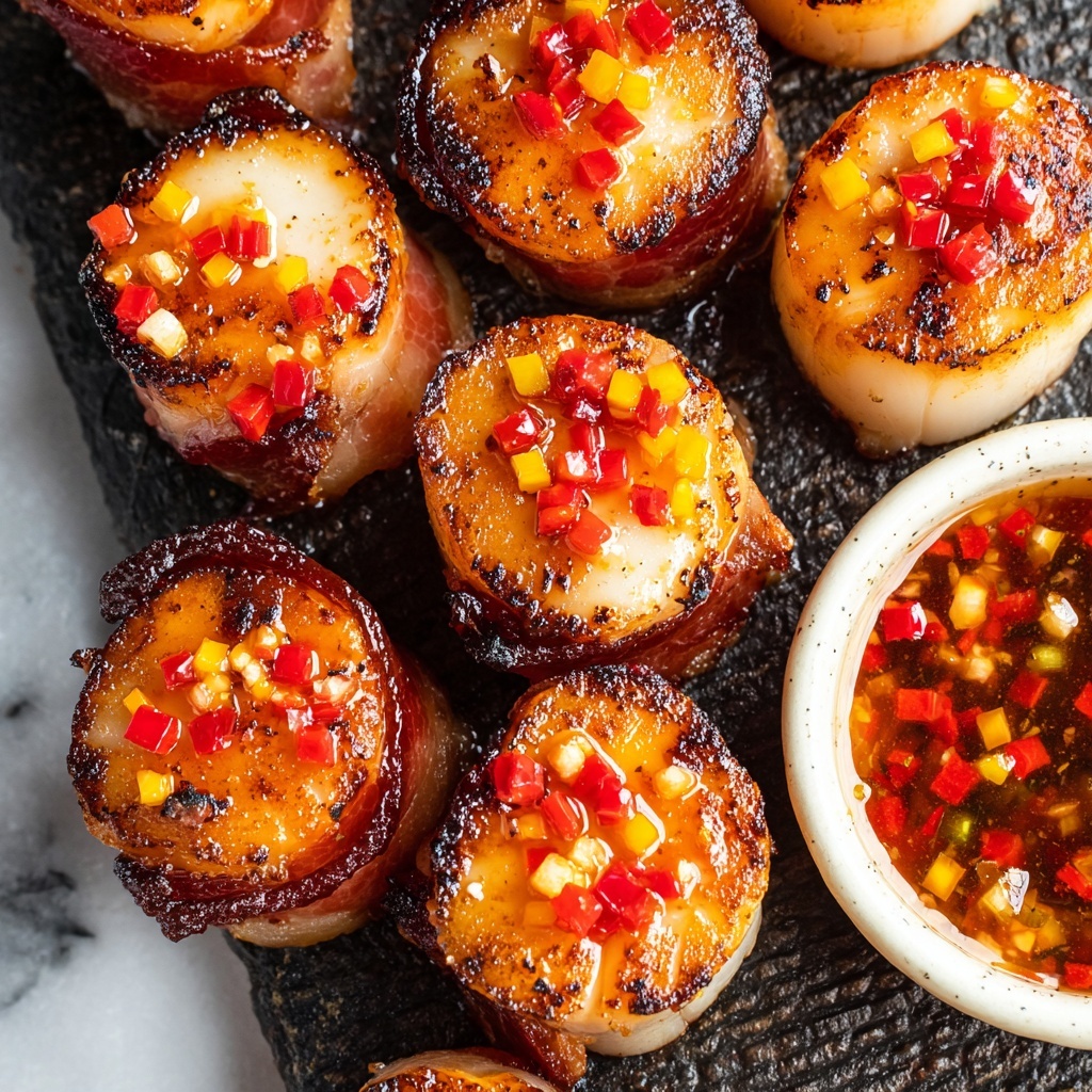 Bacon-Wrapped Scallops with Hot Pepper Jelly Recipe - Recipe Image