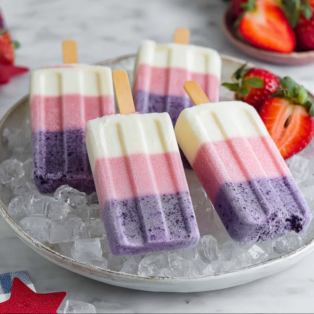 Red White and Blueberry Yogurt Popsicles Recipe - Recipe Image