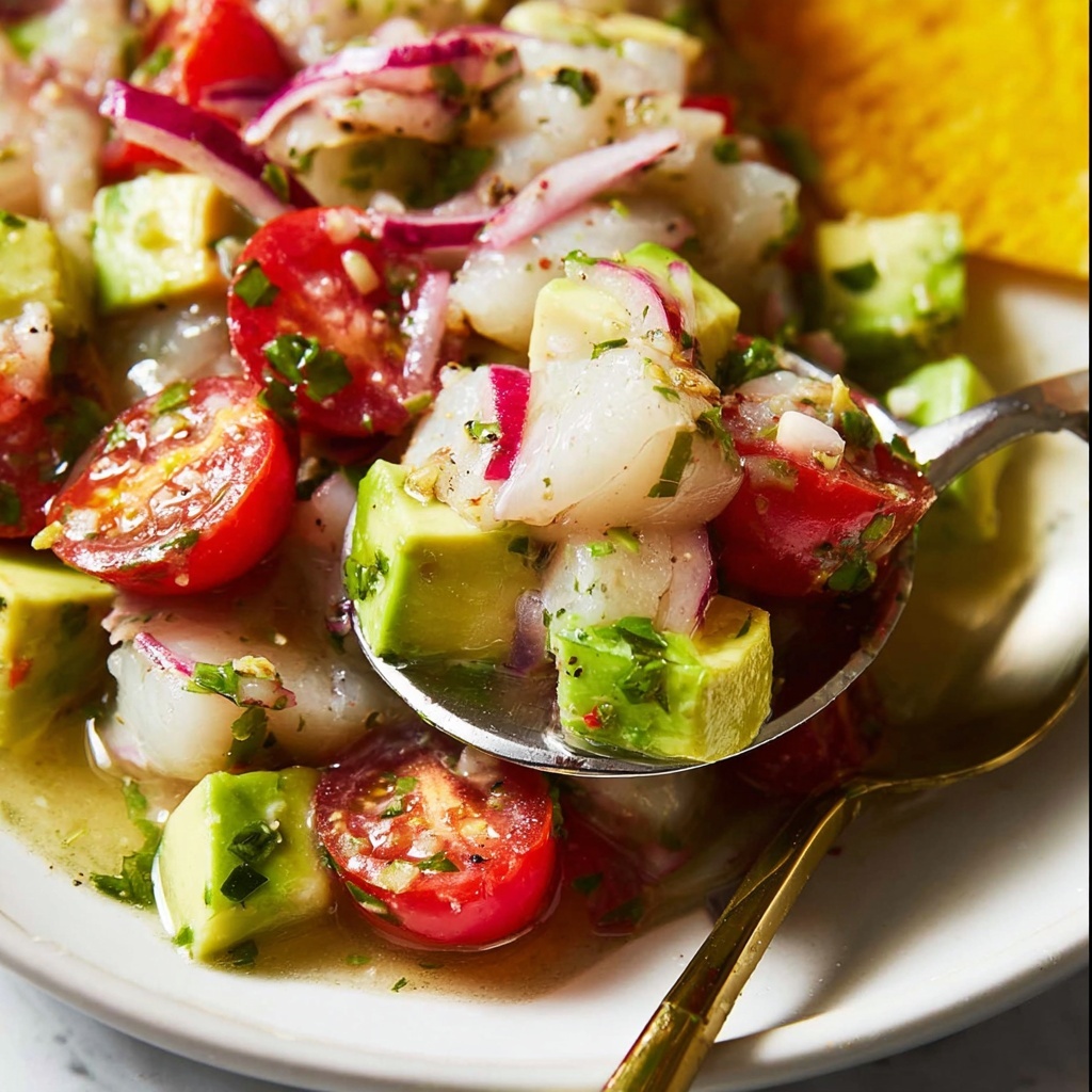 Fresh Fish Ceviche with Avocado and Cherry Tomatoes Recipe - Recipe Image