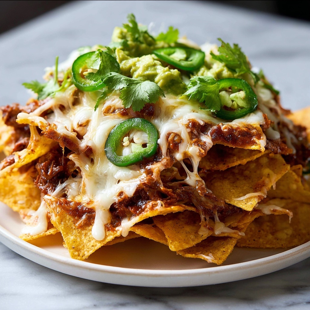 Creamy Chicken Nachos with Guacamole and Spicy Toppings Recipe - Recipe Image