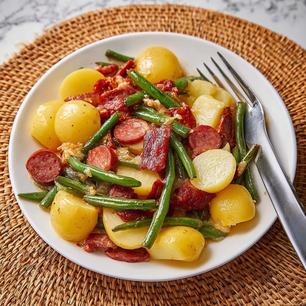 Crockpot Sausage, Potatoes, and Green Beans Stew Recipe - Recipe Image