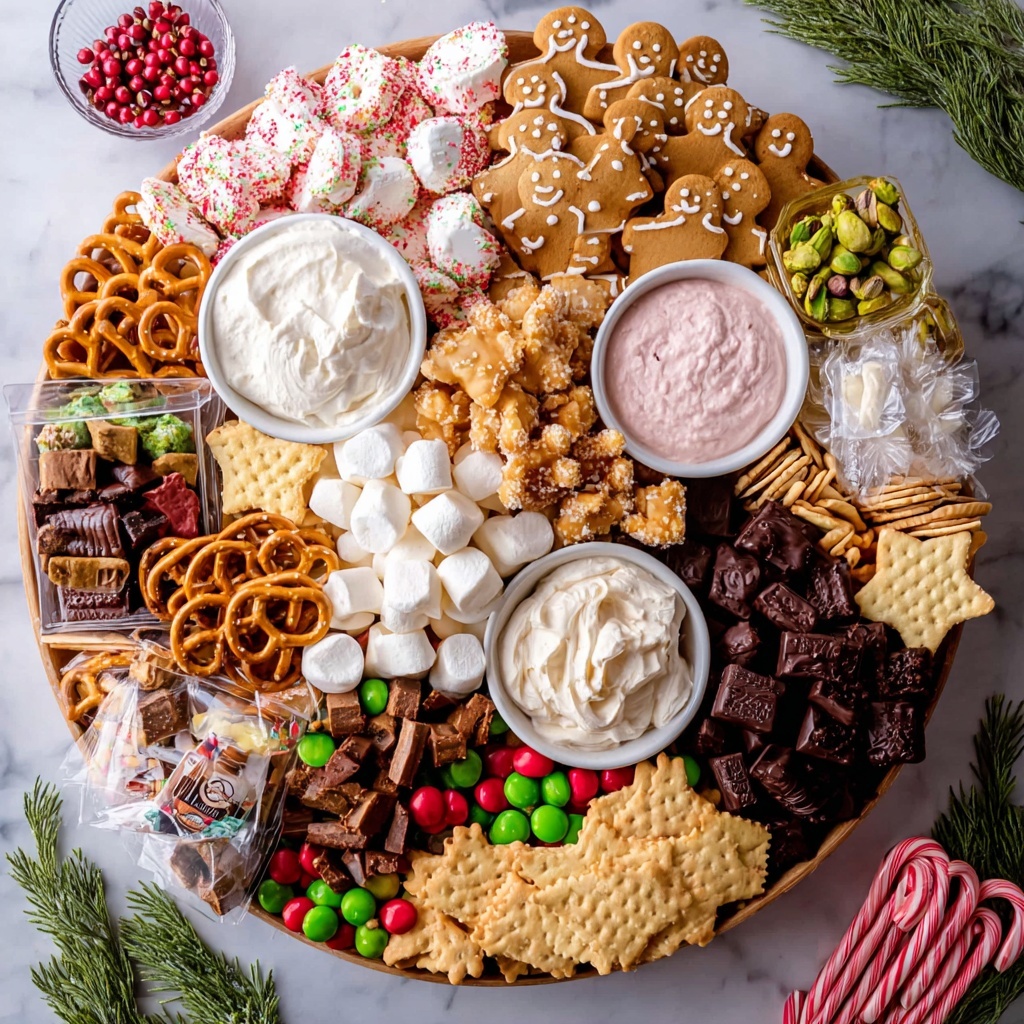 Festive Dessert Charcuterie Board with Chocolate, Peppermint, and Holiday Treats Recipe - Recipe Image