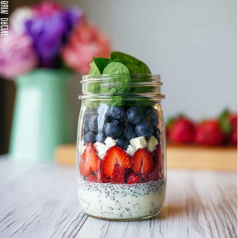 Mason Jar Strawberry Blueberry Feta Salad Recipe