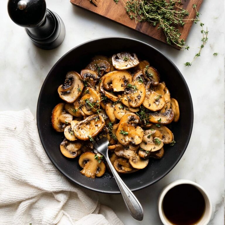 Sautéed Mushrooms with Garlic, Thyme, and Balsamic Vinegar Recipe
