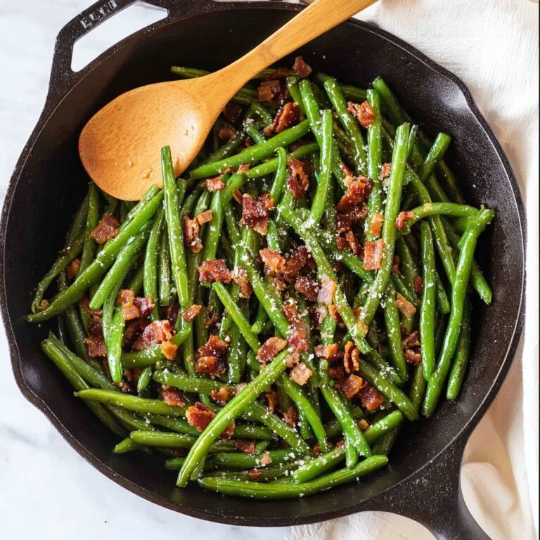 Bourbon-Glazed Green Beans with Bacon and Caramelized Onion Recipe