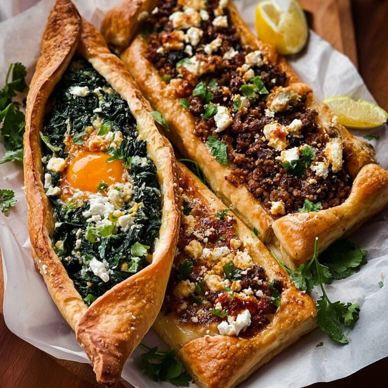 Turkish Pide Flatbread with Spinach, Sucuk, and Lamb Recipe