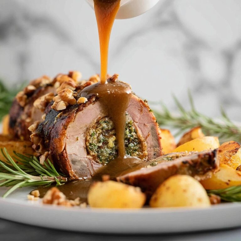 Slow-Roast Easter Stuffed Lamb with Mushrooms, Nuts, and Fresh Herbs Recipe