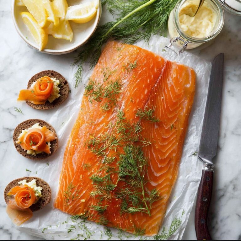 Cured Salmon Gravlax with Mustard Sauce and Dill Recipe
