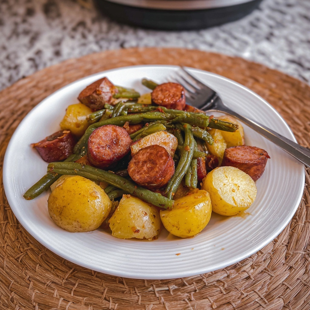 Crockpot Sausage, Potatoes, and Green Beans Stew Recipe - Recipe Image