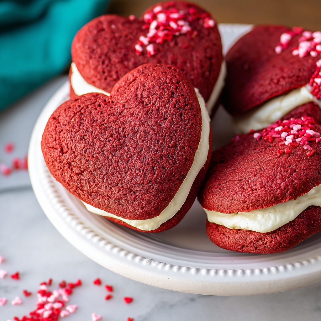 Red Velvet Heart-Shaped Whoopie Pie with Cream Cheese Frosting Recipe - Recipe Image