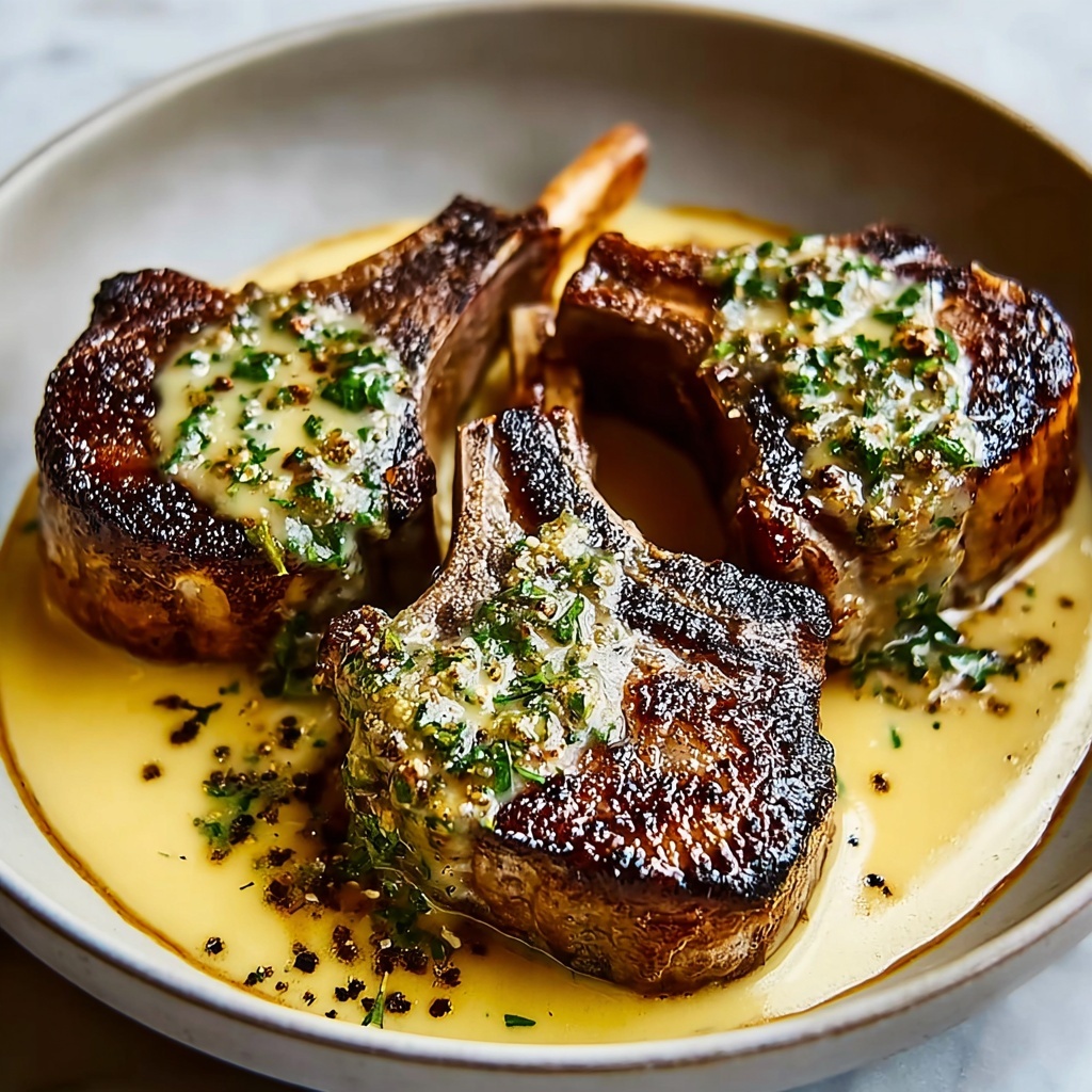 Irresistibly Juicy Garlic Herb Lamb Chops with Creamy Dijon Sauce Recipe - Recipe Image