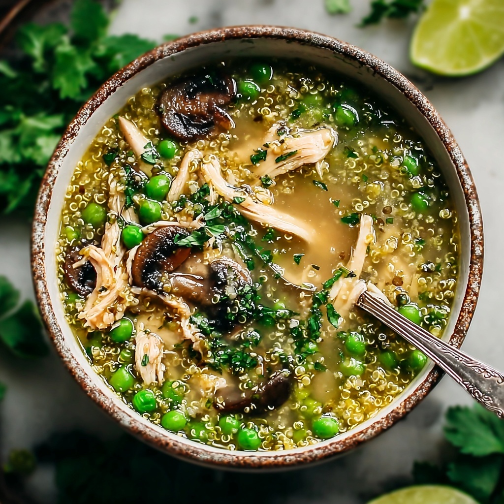 Irresistibly Flavorful Green Chicken Quinoa Soup with Herbs Recipe - Recipe Image