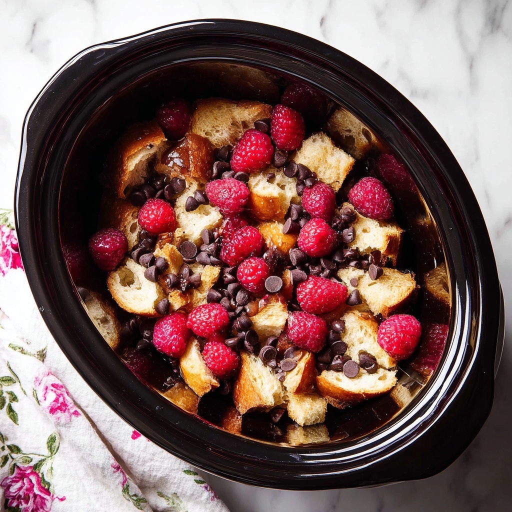 Crockpot Raspberry Chocolate Chip French Toast Casserole Recipe - Recipe Image