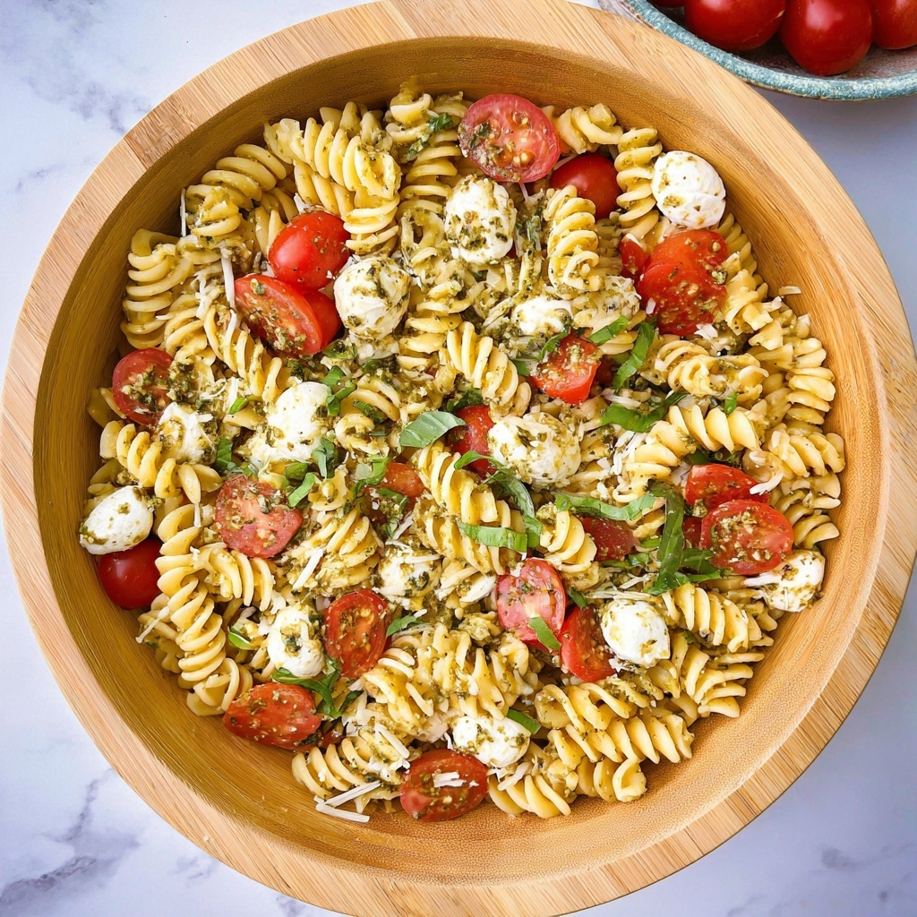 Caprese Pesto Pasta Salad Recipe - Recipe Image