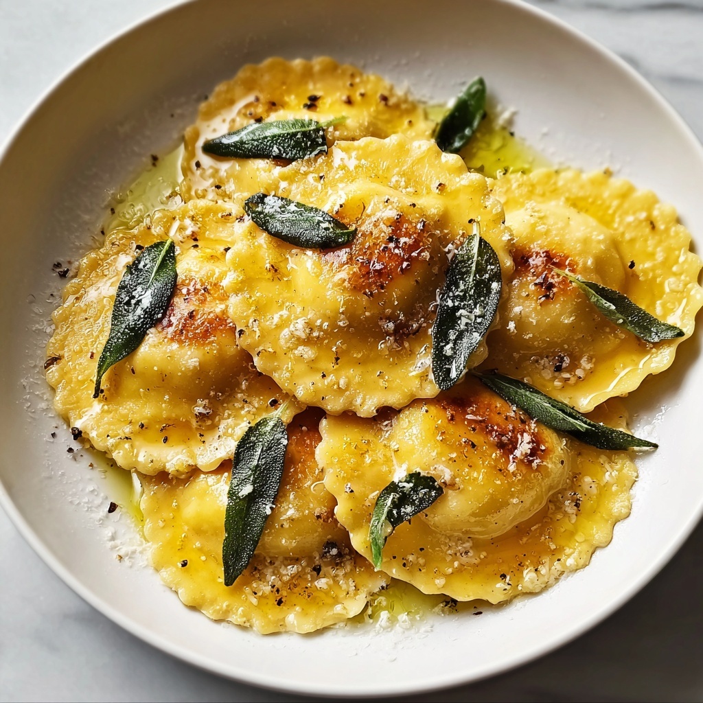 Homemade Pumpkin Ravioli with Garlic Brown Butter Recipe - Recipe Image