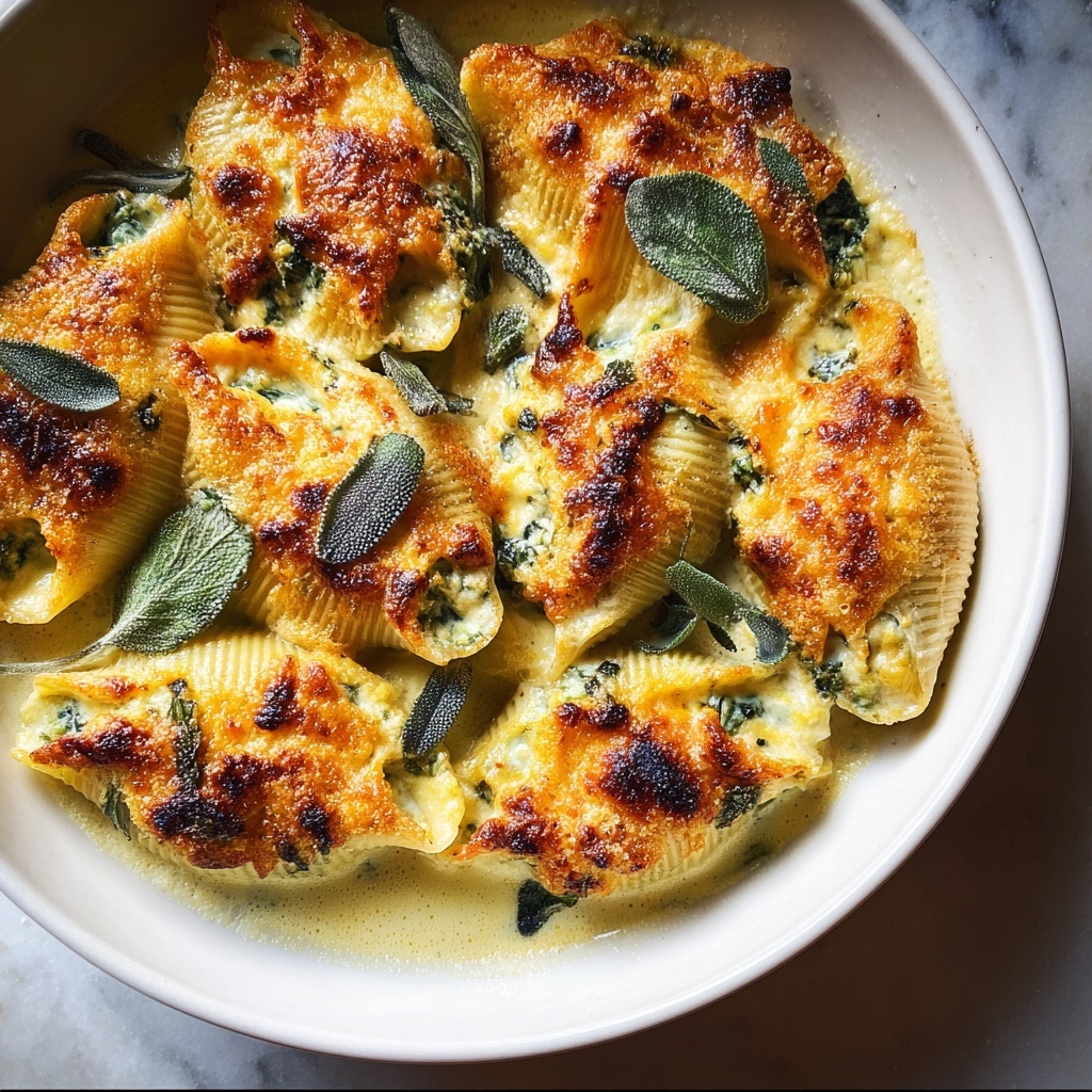 Pumpkin & Gouda Stuffed Shells with Brown Butter & Sage Alfredo Recipe - Recipe Image