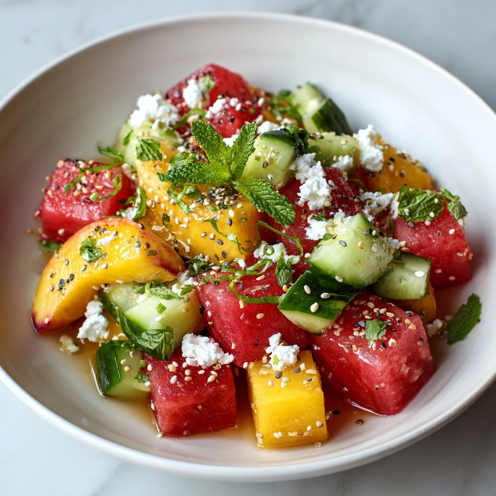 Summer Peach Watermelon Salad Recipe - Recipe Image