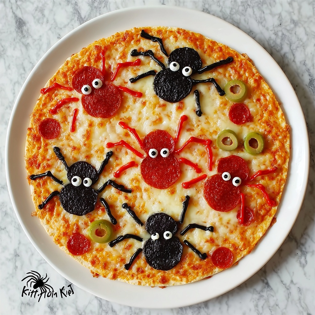 Halloween Spider Pizza Recipe - Recipe Image