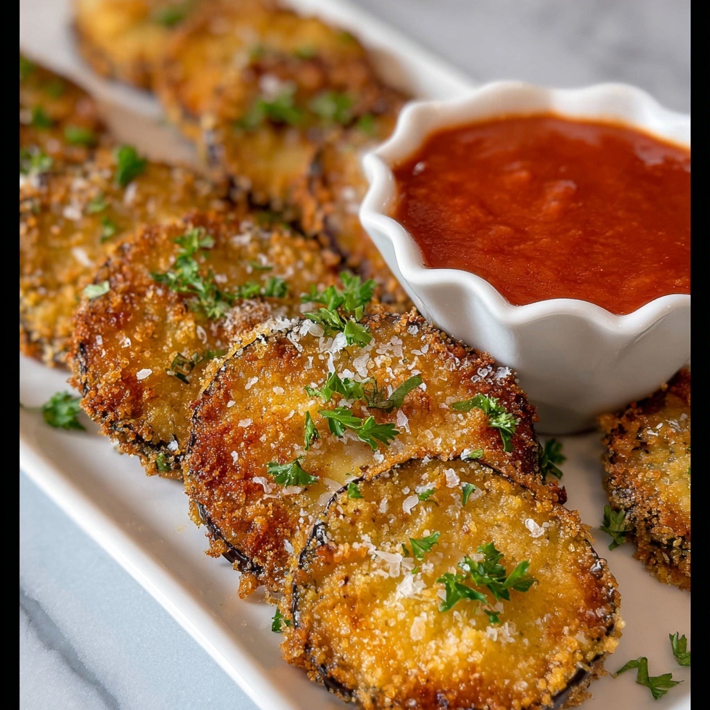 Crispy Italian-Style Fried Eggplant with Parmesan and Marinara Recipe - Recipe Image