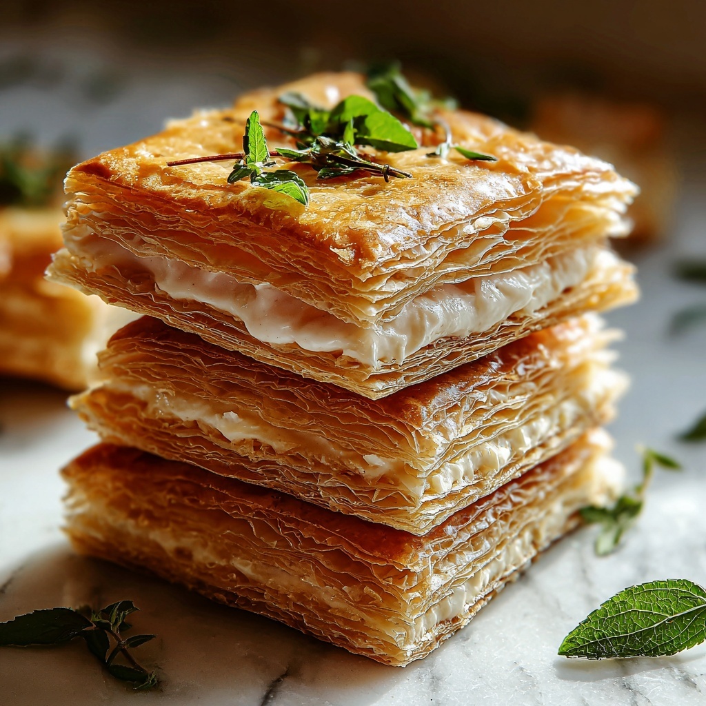 Crispy Ham & Cheese Puff Pastry Stacks: Best 4-Ingredient Treat Recipe - Recipe Image